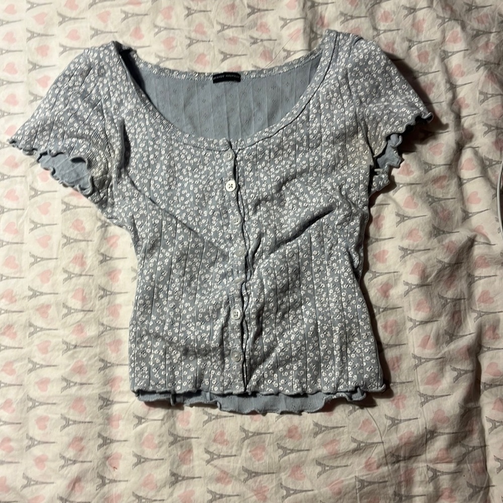 Blue and white flower brandy Melville top
